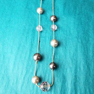 2/15$ Vintage RMN long pink and gold tone necklace